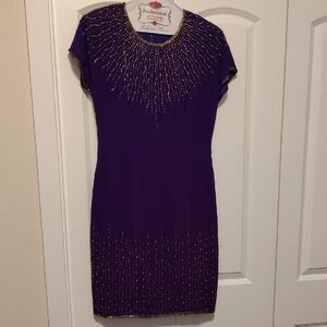Elegant Purple Beaded Dress